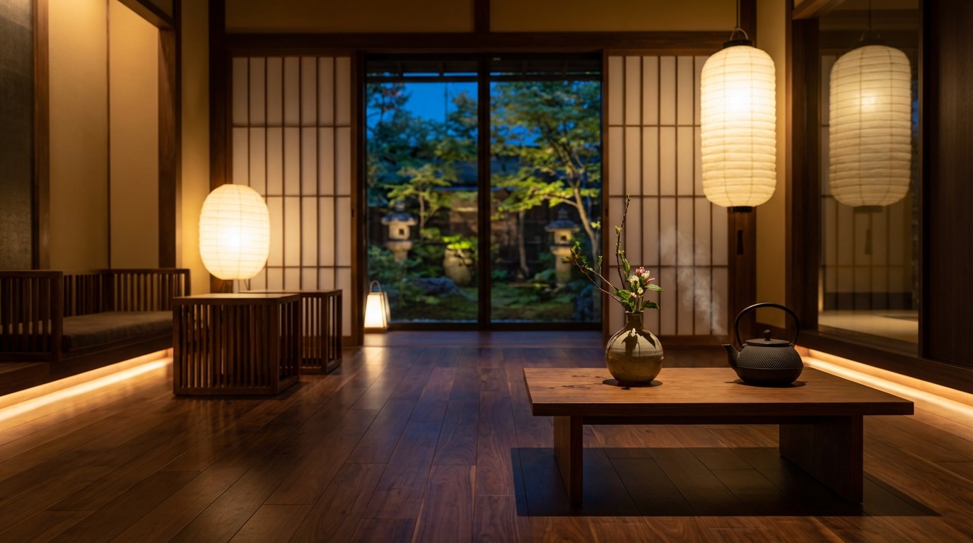 高級旅館の静謐なロビー