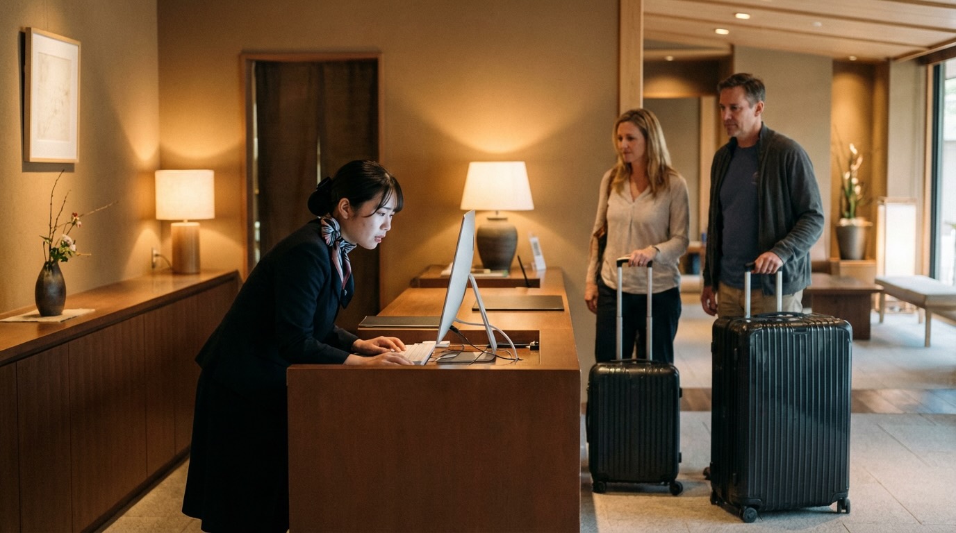 忙しいフロントスタッフ